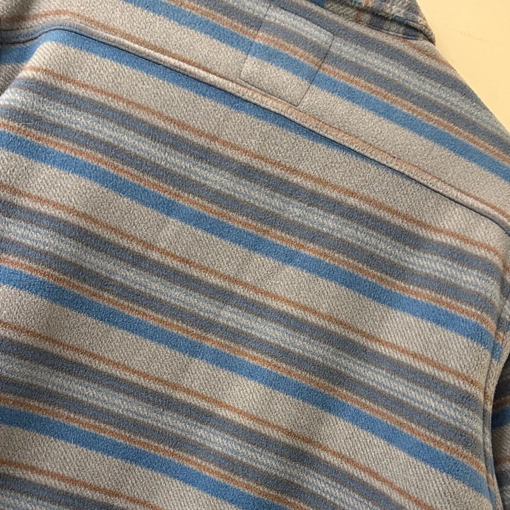 ** Volcom ** men’s Sherpa jacket voyager Striped Blue and Gray - Large Jacket